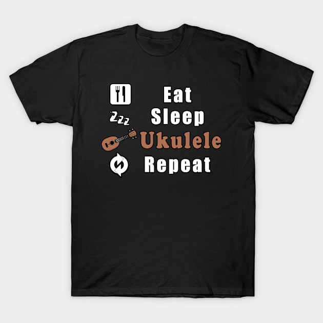 Eat Sleep Ukulele Repeat T-Shirt by Mamon